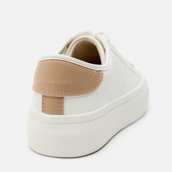 NWT. Zara White Athletic Platform Casual Sneakers. Size 11. - Picture 8 of 9